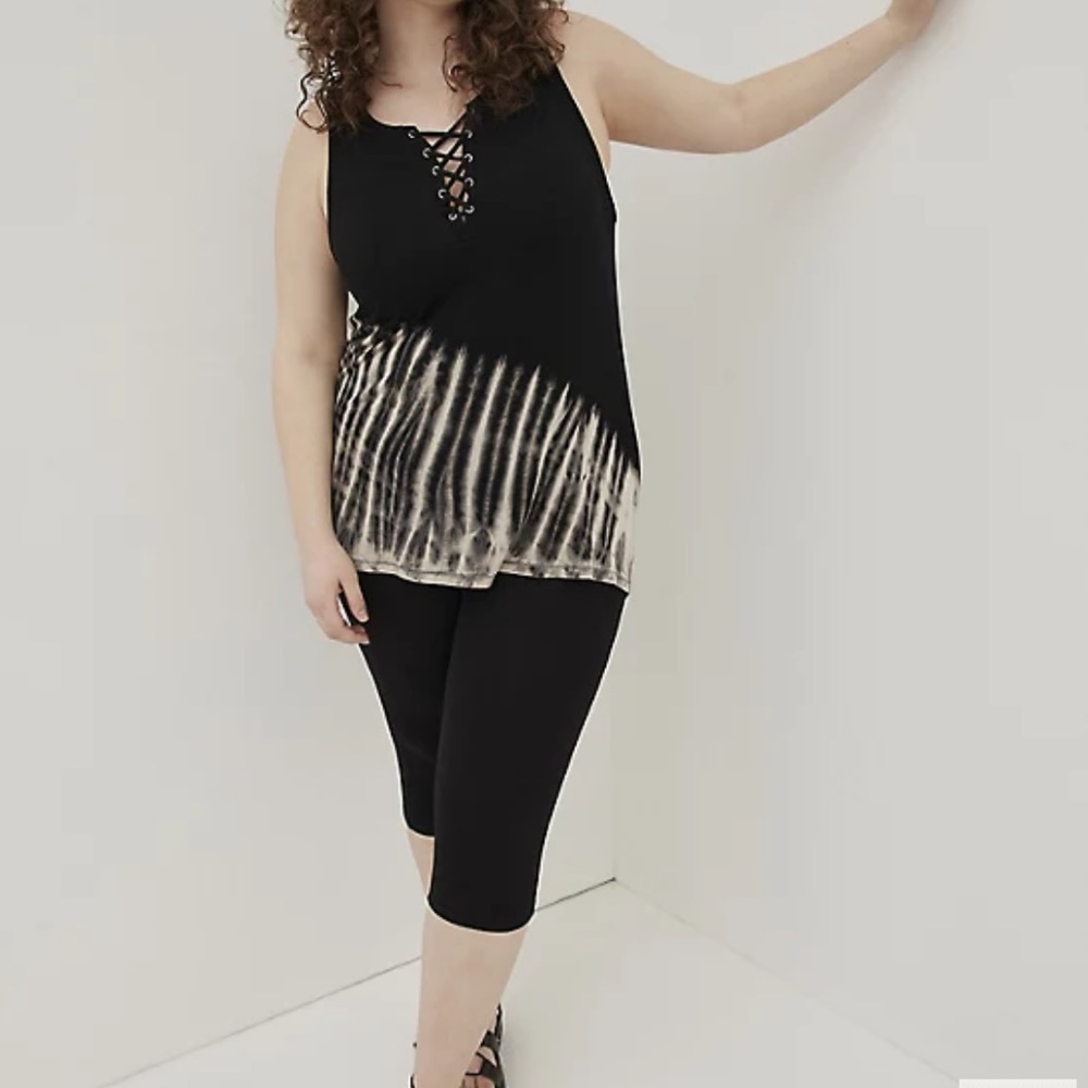 Super Soft Black Tie-Dye Lovesick Lace-Up Tank